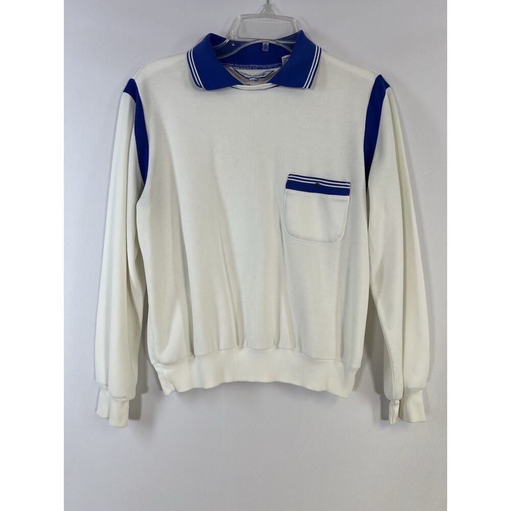 Vintage Goola Gong 80’s Women’s Tennis Long‎ Sleeve Top Shirt Size M White Blue